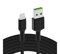 Green Cell Câble USB-A - Lightning 1.2m avec rétro-éclairage LED Chargeur Cable noir compatible pour Apple iPhone 14 13 12 11 SE Pro Max X XR XS Max 8 7 Plus 6 6S 5 5C Plus | iPad Air/Pro/Mini | iPod