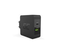 Green Cell CHAR10 Chargeur Secteur Universel Noir - USB-A 2.4A + USB-C 45W Power Delivery 3.0 - Protections Surtension/Surchauffe/Court-circuit