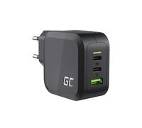 Green Cell CHARGC08 Chargeur Secteur Universel 65W Noir - 2x USB-C Power Delivery 3.0 + 1x USB-A Quick Charge 3.0/Ultra Charge - GaN - PPS - 100-240V