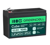 Green Cell Cube LiFePO4 Batterie 10 Ah 12,8 V - Batterie lithium-fer phosphate pour camping-cars, bateaux, systèmes solaires, systèmes hors réseau, avec BMS, légère et sûre