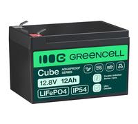 Green Cell Cube LiFePO4 Batterie 12 Ah 12,8 V - Batterie Lithium-Fer Phosphate pour Camping-Cars, Bateaux, systèmes solaires, systèmes Hors réseau, avec BMS, légère et sûre