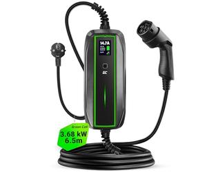 Green Cell EV Chargeur Voiture Electrique Type 2 Cable Schuko pour EV PHEV 10A / 16A 3,68kW 6,5m Écran LCD Portable Wallbox Compatible avec Model 3/S/X/Y, e-208, 500e, Megane E-Tech, Zoe, ID.4, EV6