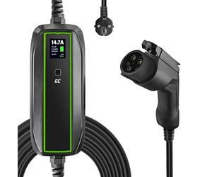 Green Cell GC EV PowerCable Chargeur Câble de Charge Portable EV PHEV, Schuko Type 1 (6.5m), Charge avec 3.6kW, Écran LCD, IP66, Compatible avec C-Max, Focus, Partner, Kangoo Phase I, Soul, Auris