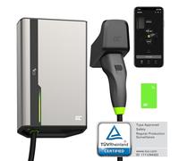 Green Cell GC HabuDen Wallbox 22kW 32A 7,5m NFC RFID Type 2 Cable EV Station de Recharge GC App Bluetooth WiFi Compatible avec Toutes Les Voitures Électriques Recharge avec 22kW / 11kW / 7,2kW /3,6kW