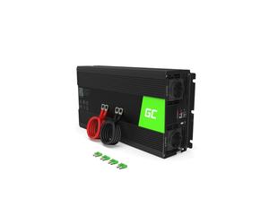 Green Cell INV21 Onduleur Auto 6000W, 24V DC vers 230V AC, 50Hz, Refroidissement Actif, 2 Ports USB, Protections Surchauffe/Surtension, Dimensions 209x410x93mm