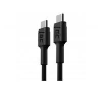 Green Cell Câble USB-C - USB-C Typ-C 0.3m Chargeur Cable 60W Power Delivery noir compatible pour Samsung Galaxy S23 S22 S21 S20 Ultra S10 S9 S8+ | Note 20 10 9 8 | Téléphones Android | MacBook Pro