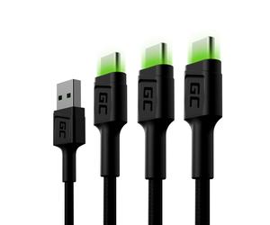 Green Cell KABGCSET03 câble USB 2 m USB A USB C Noir