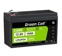 Green Cell Cube LiFePO4 Batterie 10 Ah 12,8 V - Batterie lithium-fer phosphate pour camping-cars, bateaux, systèmes solaires, systèmes hors réseau, avec BMS, légère et sûre