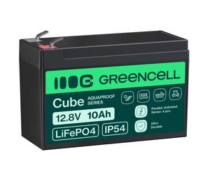 Green Cell LFPGC12V10AH CUBE Batterie LiFePO4 10Ah 12.8V 128Wh Lithium-Fer-Phosphate pour alimentation de secours et éclairage, centrales d'alarme