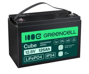 Green Cell LFPGC12V125AH CUBE LiFePO4 125Ah 12.8V 1600Wh Batterie Lithium-Fer-Phosphate pour Camping-car, Solaire, Off-Grid, Bateau