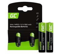 Green Cell Piles Rechargeables AAA 950 mAh 1.2V - Pack de 2, Batteries Ni-MH Pré-chargées, Écologiques et Durables, pour Appareils Électroniques, Télécommande, Caméra, et Plus