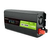 Green Cell Przetwornica napicia PowerInverter LCD 12 V 500W/1000W Przetwornica samochodowa z wywietlaczem - czysty sinus adaptateur de puissance & onduleur Auto Noir