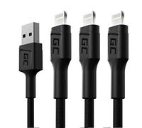 Green Cell Ray Lot de 3 Câbles Lightning 2m USB-A LED Nylon pour iPhone