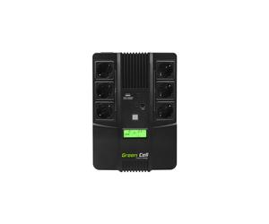 Green Cell UPS06 Onduleur Line Interactive 0.999kVA / 360W, 6 Prises CA, USB, RJ45, Batterie 12V 7Ah, LCD, 230V, Temps de réponse 2ms, Noir