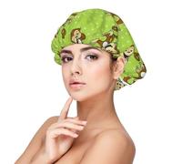 Green Clever Monkey Bonnet de couchage en satin pour femme - Bonnet de sommeil élastique - Couverture de nuit réglable pour coiffures, noir, taille unique, noir, taille unique
