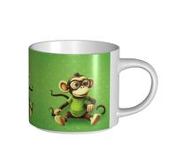 Green Clever Monkey Tasse en céramique de grande capacité, corps délicat, corps épais, simple et élégant