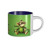 Green Clever Monkey Tasse en céramique de grande capacité, corps délicat, corps épais, simple et élégant