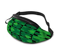 Green Clover Black Checked Payed Casual Waist Bag for Men Woman Irish Shamrock Leaf Geometric Square Gingham Durable Fanny Pack Enjoy Sport Randonnée Course à Pied Cyclisme en Plein air