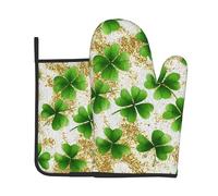 Green Clover Ensemble de gants de cuisine et maniques résistants à la chaleur pour cuisine, barbecue, barbecue