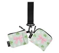 Green Clover Étui pour cartes de crédit pour femme Grande capacité Portefeuille avec fermeture éclair Poche pour monnaie pour le travail Voyage 2 pièces tarjetero para Credit