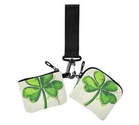 Green Clover Lot de 2 portefeuilles Lucky St pour femme avec fermeture éclair et poche zippée pour le travail et les voyages, Trèfle vert Lucky St, 1 size, Décontracté