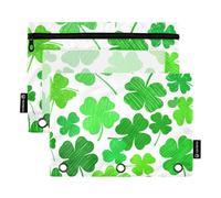 Green Clover Lot de 2 trousses à crayons pour classeur à 3 anneaux avec fermeture éclair pour enfants 24,9 x 18 cm