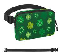 Green Clover Sac banane à bandoulière pour homme et femme, avec poches à fermeture éclair, sac banane imperméable avec sangle réglable pour entraînement, course à pied, voyage, randonnée, multicolore,