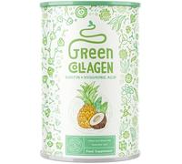 Green Collagene en Poudre [400gr] | Collagen Peptides (Type I, II & III) | Collagène Hydrolysé avec Élastine + Acide Hyaluronique + Cultures Bactériennes | Ananas-Coco | Alpha Foods