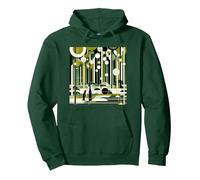 Green Cream Geometric Penguin Forest Retro Pastel Pattern Sweat à Capuche, Unisexe pour Adultes, Vert Forêt, L