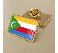 Green Crescent Moon Star Comores Flag Pin Badge,Flag Revers Pin Émail Badges,National Waving Flag Pins,Metal Flag National Badges Pins,Broche Souvenir Gift For Men Women,Round 25X15Mm,Picture