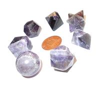 Green Cross Toad Lot de 7 solides de Platon en améthyste dans des formes géométriques sacrées idéals pour la guérison et le Feng Shui livrés dans une pochette