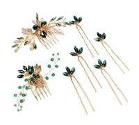Green Crystal Sparkling Hair Comb Set Handmade Rhinestone Pearl Hairpin Wedding Headwear Jewelry Accessories(J7145GGREEN)