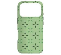 Green Dark Olive Cross Leaves Geometric Fresh Pattern Coque pour iPhone 17 Pro