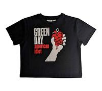 Rock Off officially licensed products Green Day Crop Top T Shirt American Idiot Band Logo Nouveau Officiel Femme Noir Size L