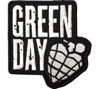 Green Day - Logo empilé - Ecusson à repasser "Grenade", tissu tissé RO12895 (taille unique) (Noir/Blanc)
