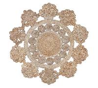 Green Decore Tapis rond tressé à la main en fibres de jute naturelle, Jute, Banaras Natural, 150 cm Diameter