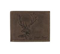 Green Deed - Portefeuille Homme en Cuir Véritable - Motif : Daim Observateur - 12x9x3 cm - Compartiments pour Cartes de Crédit - Poche Filet - Portefeuille pour Chasseur - Cadeau - Protection RFID