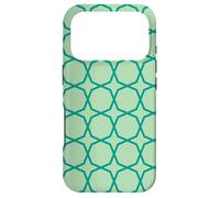 Green Deep Teal Square Circle Triangles Mid-Century Pattern Coque pour iPhone 17 Pro