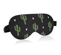 Green Desert Cactus Cactus Pink Hearts Seamless On Black Eye Masks Cover Blocks Light Sleep Mask Shade Cover Blindfold Relaxing Eyeshade Cover avec serre-tête réglable pour hommes femmes enfants