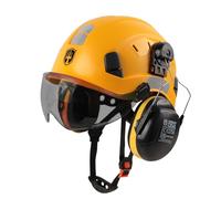 GREEN DEVIL Casque de protection, casque de travail avec visière transparente et protection auditive, casque de sécurité ABS réglable, casque de chantier ventilé avec casque industriel EN 397 (visière