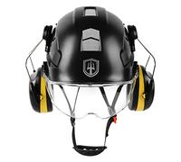 GREEN DEVIL Casque de Protection de Travail avec visière Transparente et Protection auditive - Casque de sécurité ABS réglable - Casque de sécurité ventilé avec Casque Industriel en 397 (Noir)