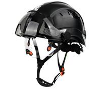 GREEN DEVIL Casque de protection industriel certifié EN397 et EN166 avec visière teintée + transparente | Casque de sécurité avec double visière pour la construction, l'artisanat et l'industrie |