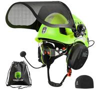 GREEN DEVIL Casque de sécurité pour tronçonneuse, avec protection auditive et faciale, double protection oculaire, Bluetooth et cache-oreilles, 5 en 1, EN397