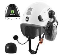 GREEN DEVIL Mervex Vent Casque de protection avec protection auditive active et visière claire - Casque de travail en ABS - Casque de sécurité conforme à la norme EN 397 - Casque industriel conforme à