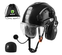 GREEN DEVIL Mervex Vent Casque de protection avec protection auditive active et visière transparente Casque de travail ABS Casque de sécurité EN 397 Casque industriel EN352 SNR 32 dB avec Bluetooth