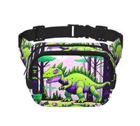 Green Dinosaur Sac banane carré double couche avec sangle réglable pour activités de plein air, noir, taille unique, Noir , Taille unique