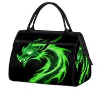 Green Dragon Fire Sac de gym pour homme et femme Sac de sport imperméable Sac de voyage Sac de week-end Sac de nuit léger