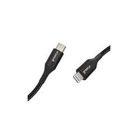 GREEN E - Cable Ecoconçu pour IPHONE 5/6/7/8/X/11/12 Lightning vers USB-C - Nylon - 1,20 m - NOIR
