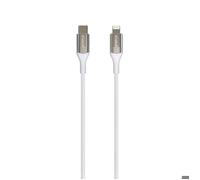 GREEN_E Cable lightning MFI vers type C avec attache - 1,2 m - Tresse blanc