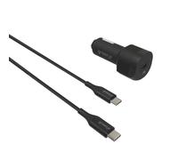 GREEN_E Chargeur voiture pd 18W + Cable type C to type C - 1,3m - Tresse noir